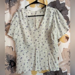 LOFT Floral Peplum Flutter Sleeve Top 12